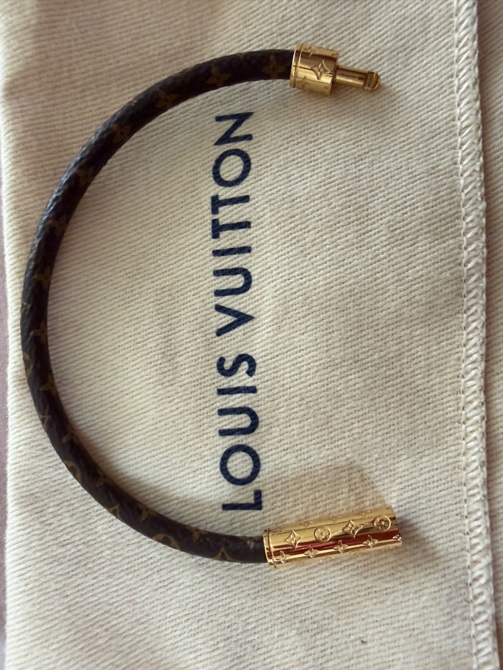 Louis Vuitton Brown Monogram Bracelet with Gold-Tone Hardware